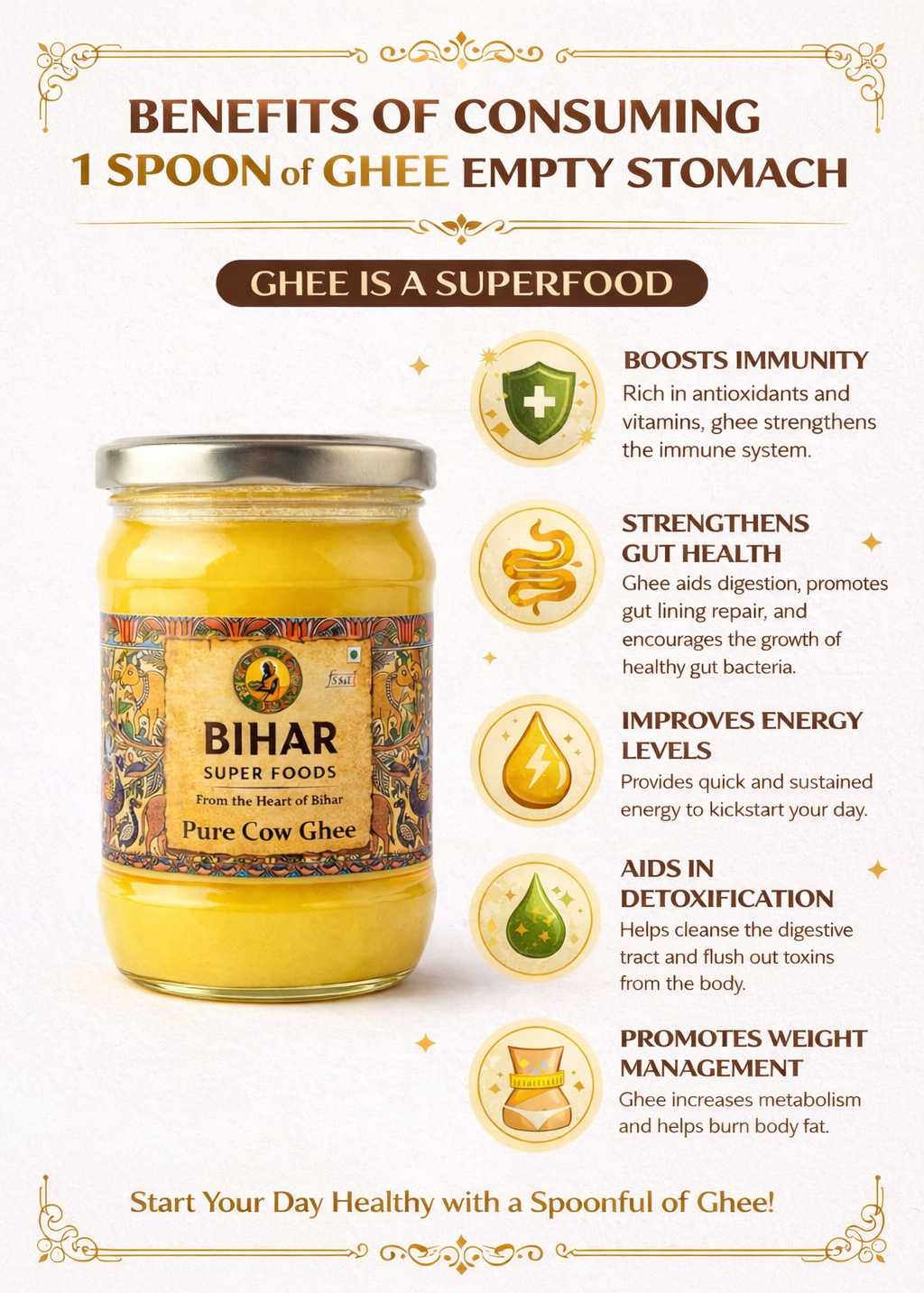 Pure Cow Ghee | 500gm | BIHAR SUPER FOODS